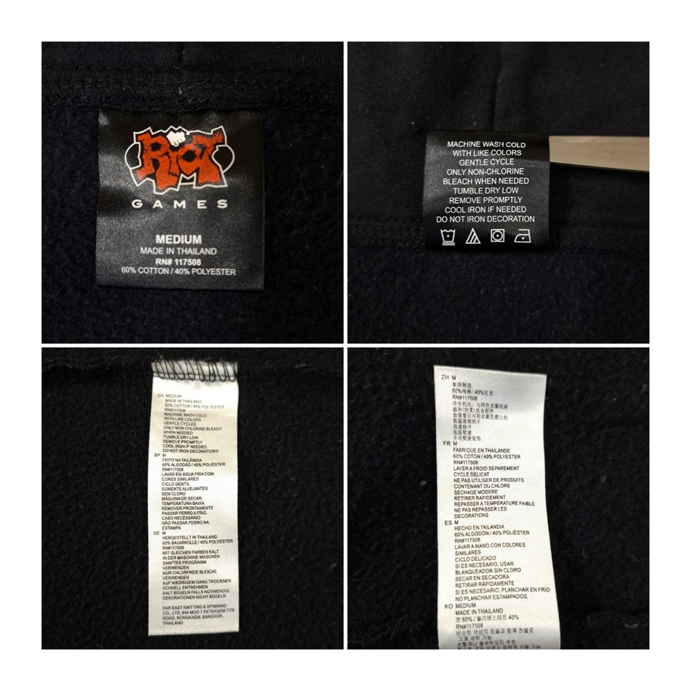 League Of Legends Riot Games Men's Zip Up Hoodie Size M Black With Gold Letters - Picture 3 of 8
